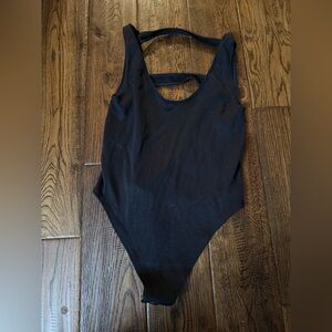 Anthropologie Black Ribbed Sleeveless Bodysuit
